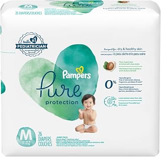 Pampers Pure Protection Baby Diapers, Medium Size Taped Diapers, (M) Size 3, 26 Count [Hypoallergenic and unscented protec... Price In India