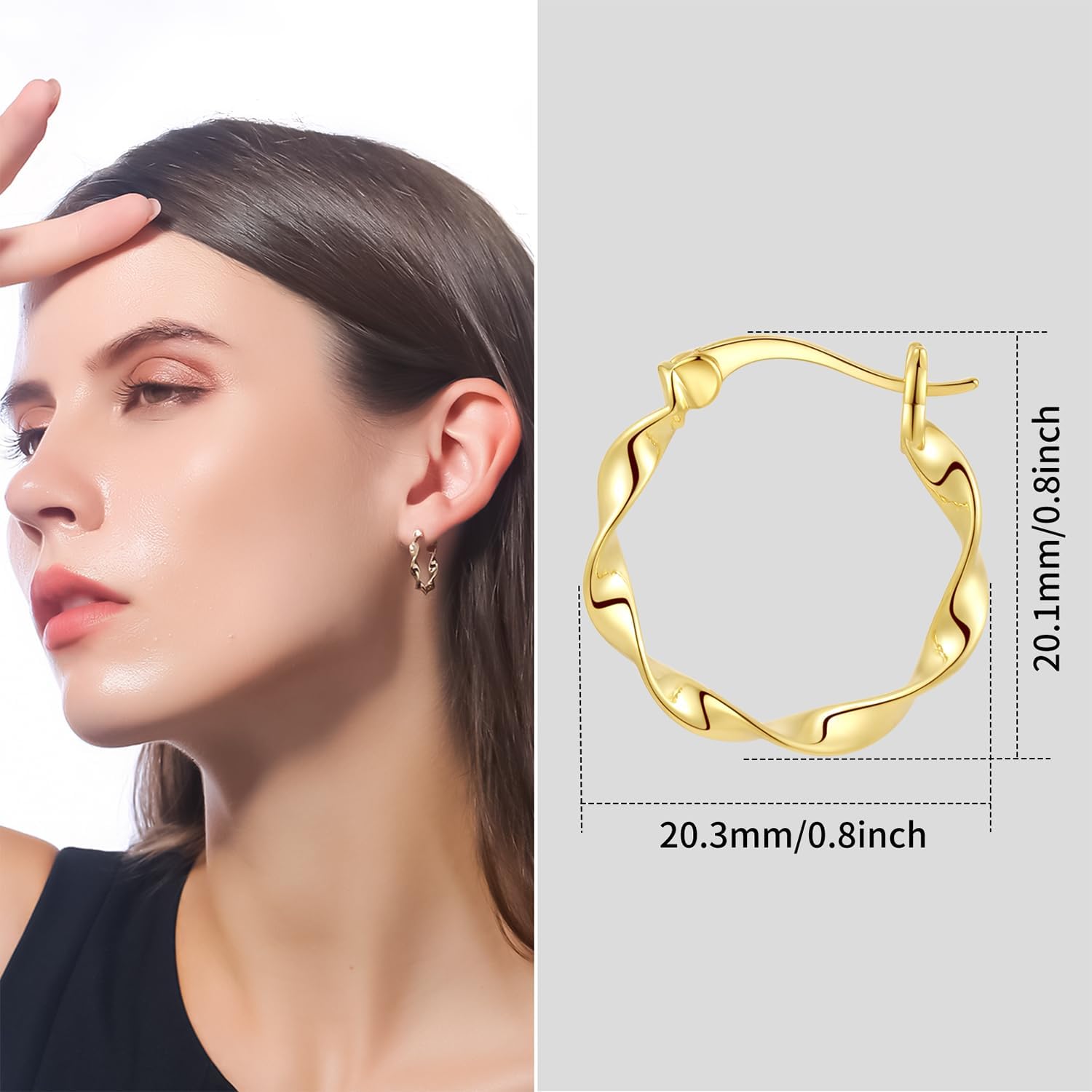 ToHeart Retro Gold Hoop Earrings for Womens Christmas Gifts | Minimalist Twisted Hoop Earrings | Hypoallergenic 14k Gold Hoop Earrings - Image 2