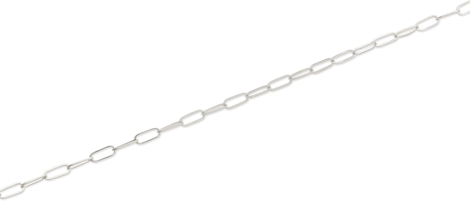 LoveBling 14k White Gold 3mm Paper Clip Link Necklace