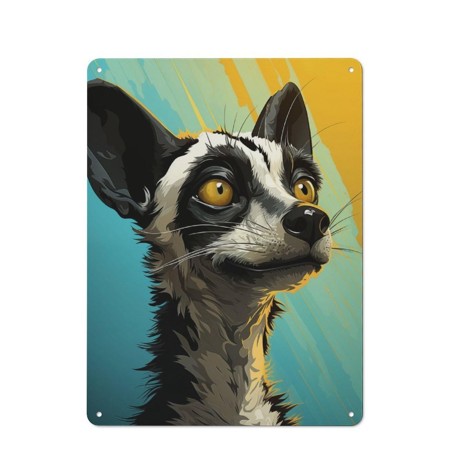 Junmoney Popart Lemur Tin Sign 40X30cm With For Hallway Wall, Vintage Decor, For Home Interiors, Feature Walls And Decorative Displays