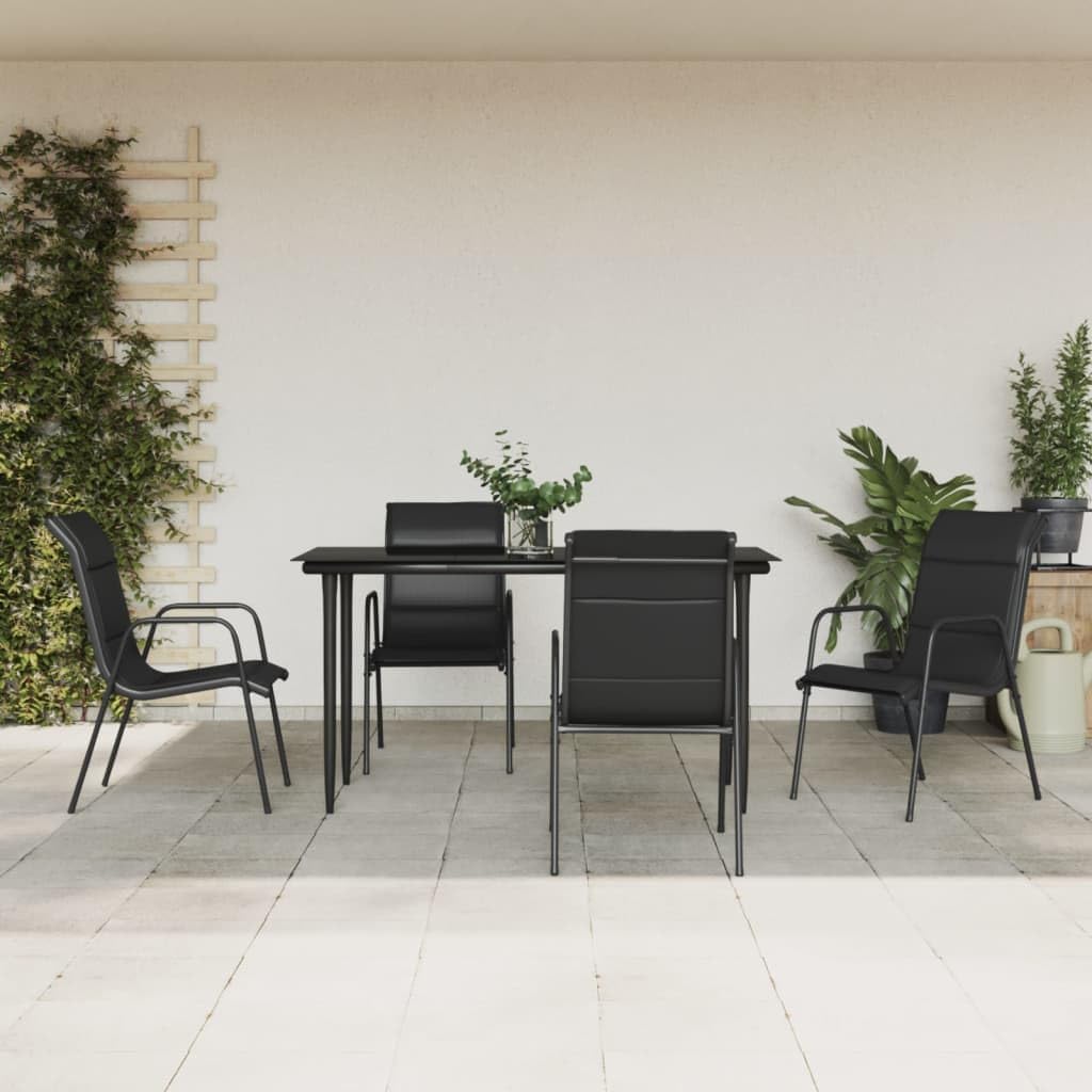 vidaXL Patio Dining Set 5 Piece, Outdoor Patio Dining Set, Dining Table and Chair Set for Lawn Garden Yard, Black Steel and Textilene
