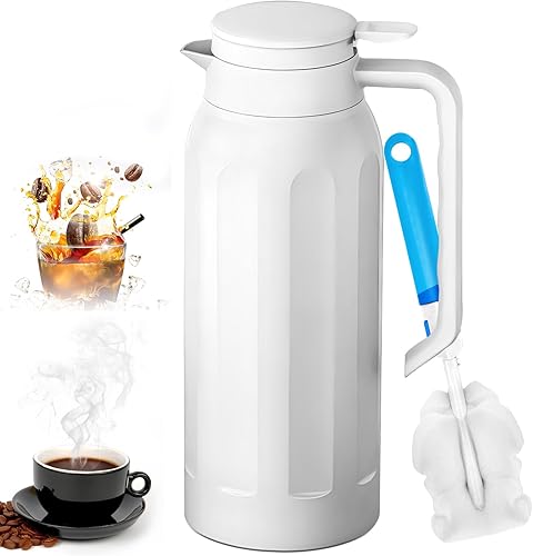 Miniatura 1 de Stainless Steel Thermal Coffee Carafe Dispenser, Unbreakable Double Wall Vacuum Thermos Flask Large Capacity 40oz 1.2L Water Tea Pot Beverage