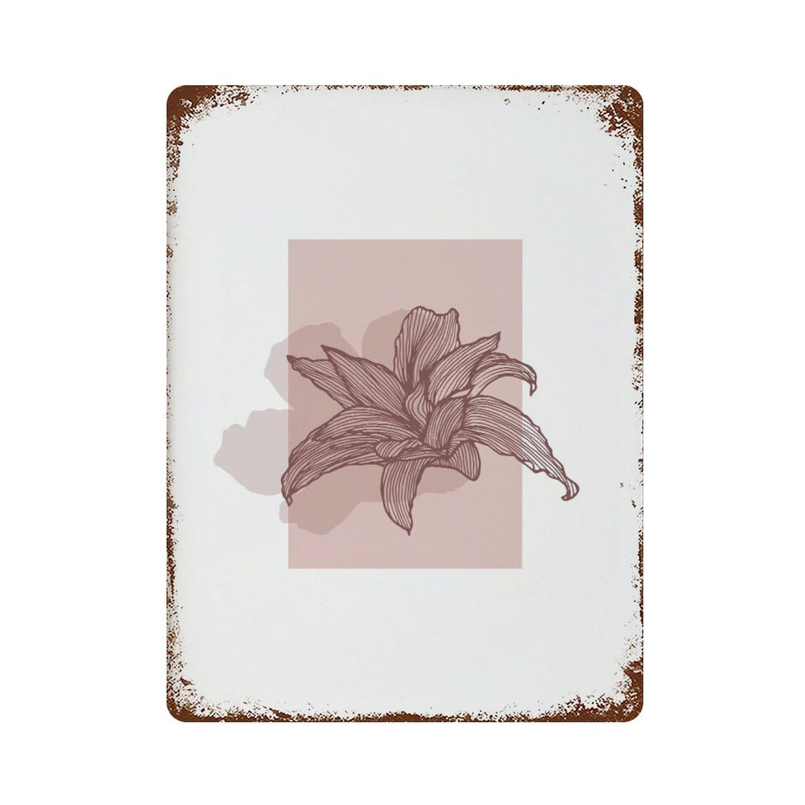 xiaoxiaoshen Blush Botanical Line Floral Decor Wall Decor Art Metal Tin Poster Modern Home Decor Art Home Bar Shop Decorations Vintage Sign 40x30cm