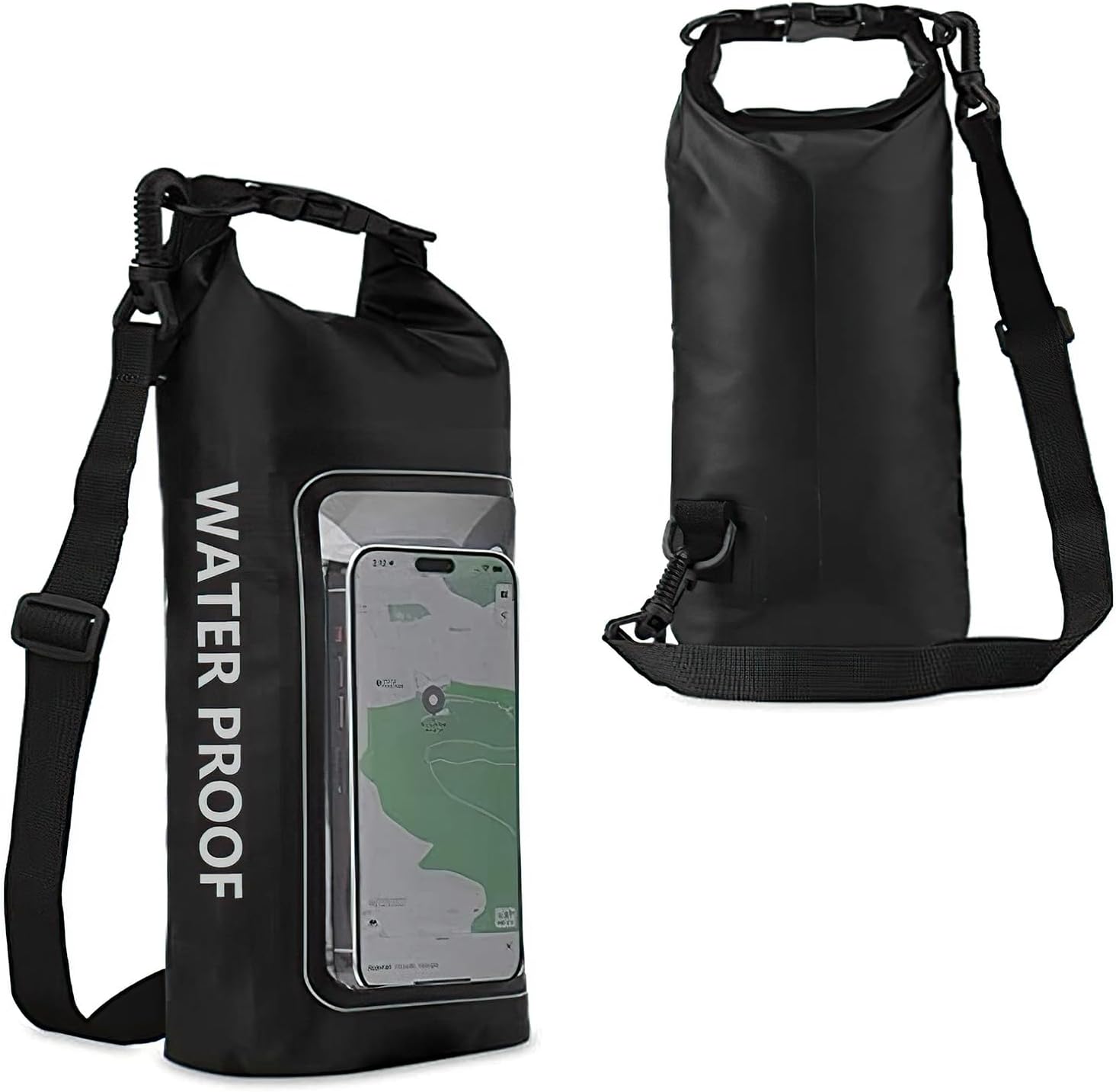 2L Waterproof Body Bag - 2 in 1 Outdoor Shoulder Bag with Transparent PVC Cell Phone Compartment - Ideal for Swimming Pool, Beach, Skiing, Riding, Sea Fishing