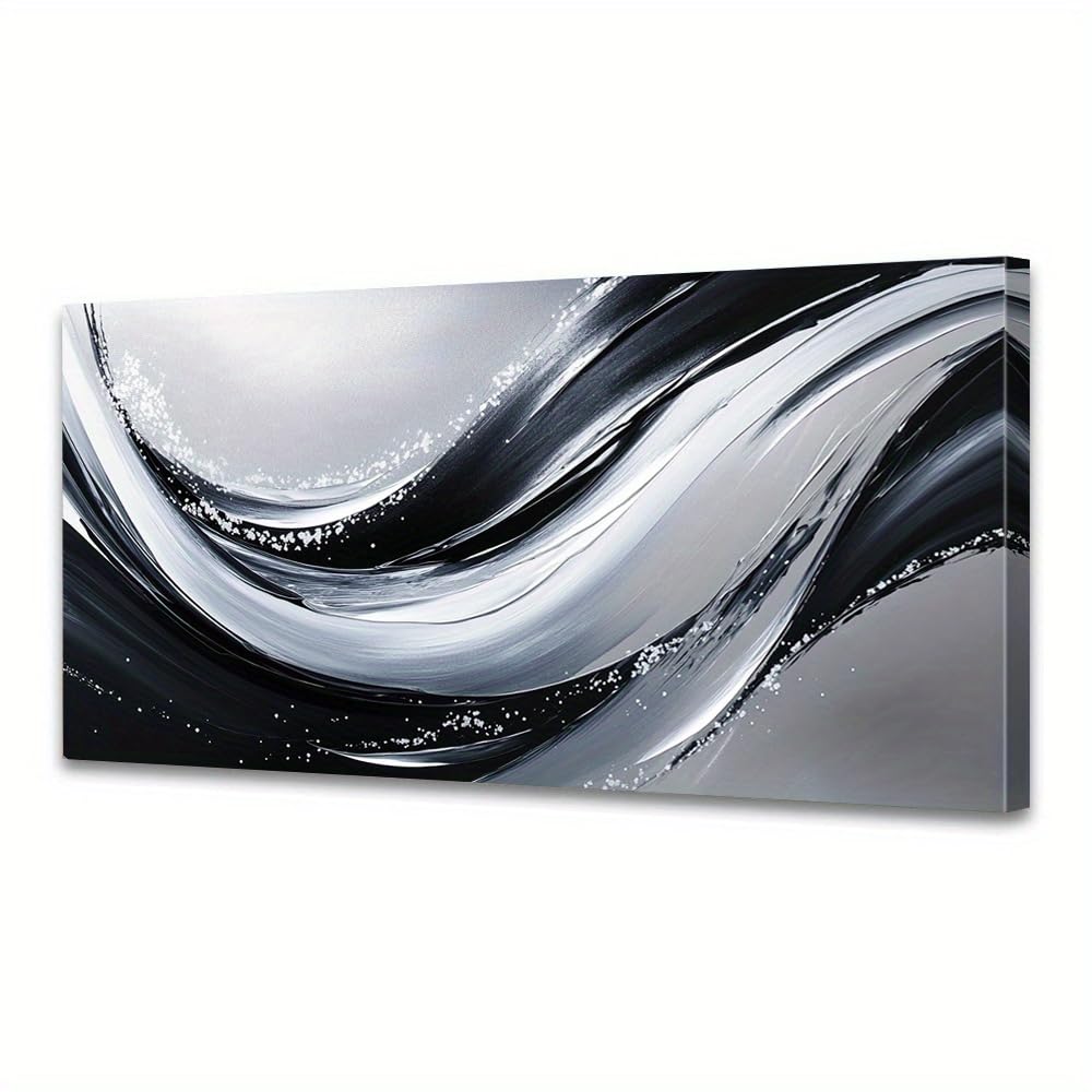 UUDEZO Framed Silvery Poster Large Textured Abstract Wall Art Modern Oil Painting on Canvas Wall Decor(20x40cm(8x16in)