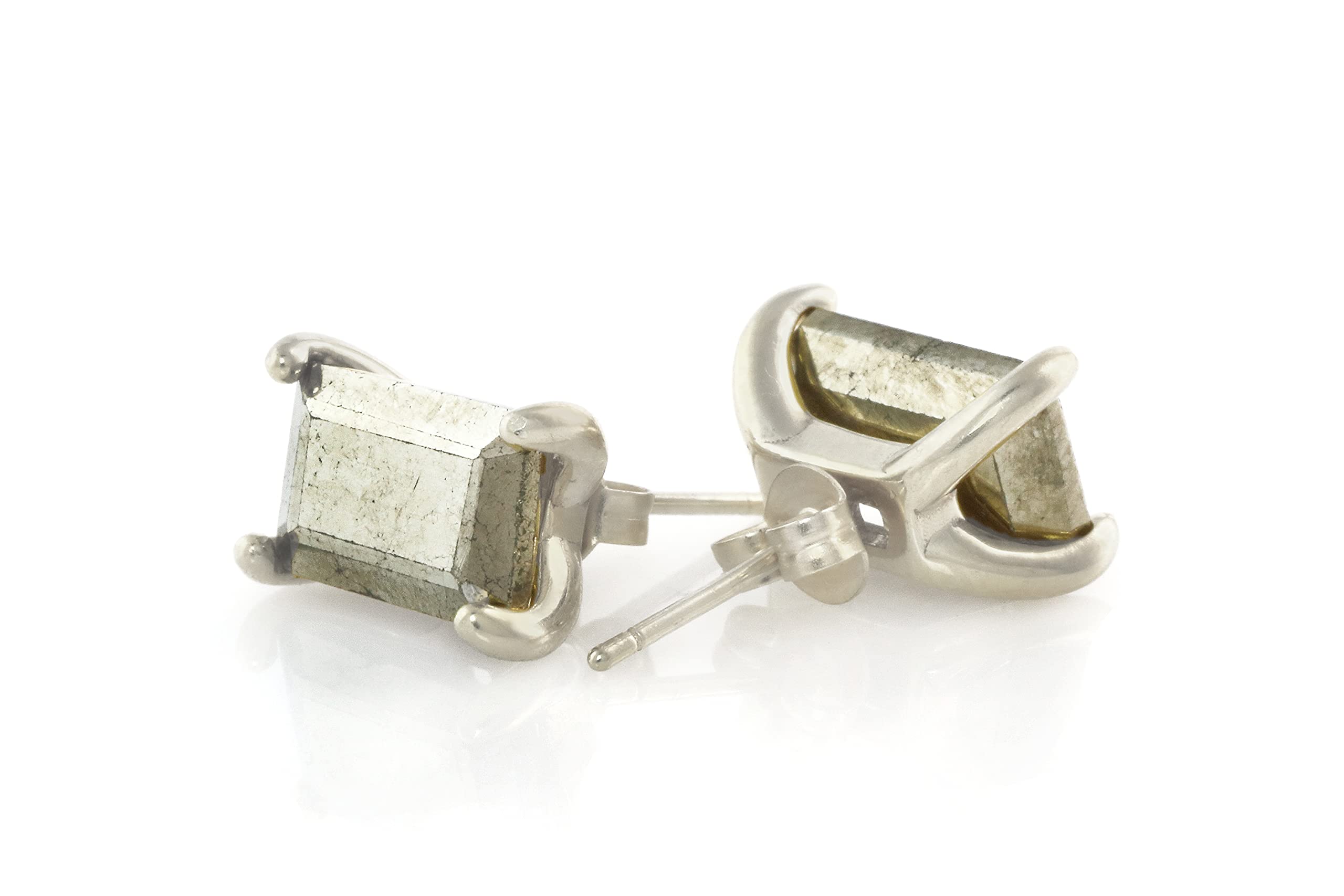 Boucles d'Oreilles Anemone Simple Pyrite de Fer - Boucles d'Oreilles Chic en Argent Sterling - Pierre Artisanale de Tous les Jours, Fait à la Main, Boucles d'Oreilles de Mariée