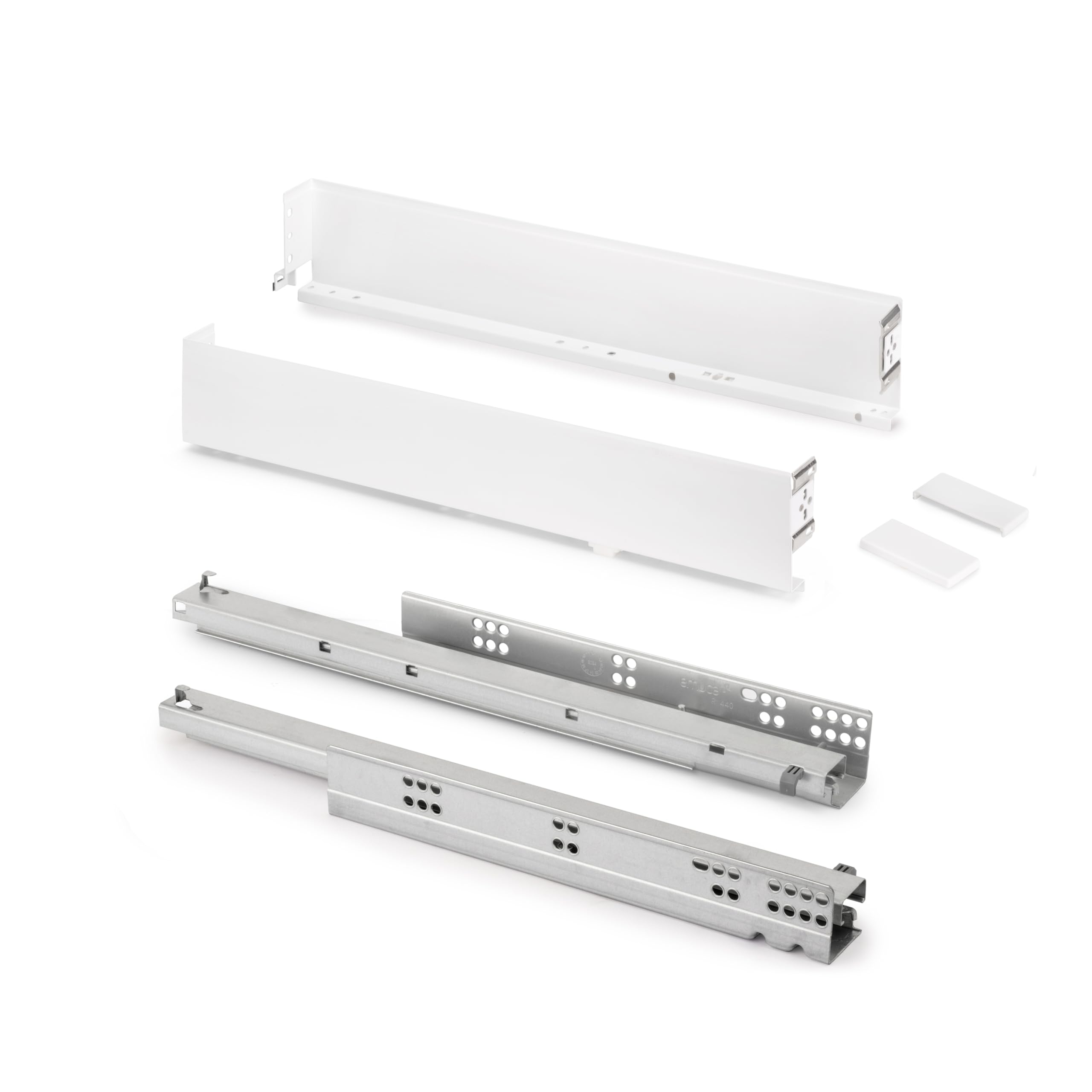 Emuca - Simplex 25kg (55,1 lb) External Drawer Height 88mm (3,4"), Depth 440mm (17,3"), Steel, White Painted