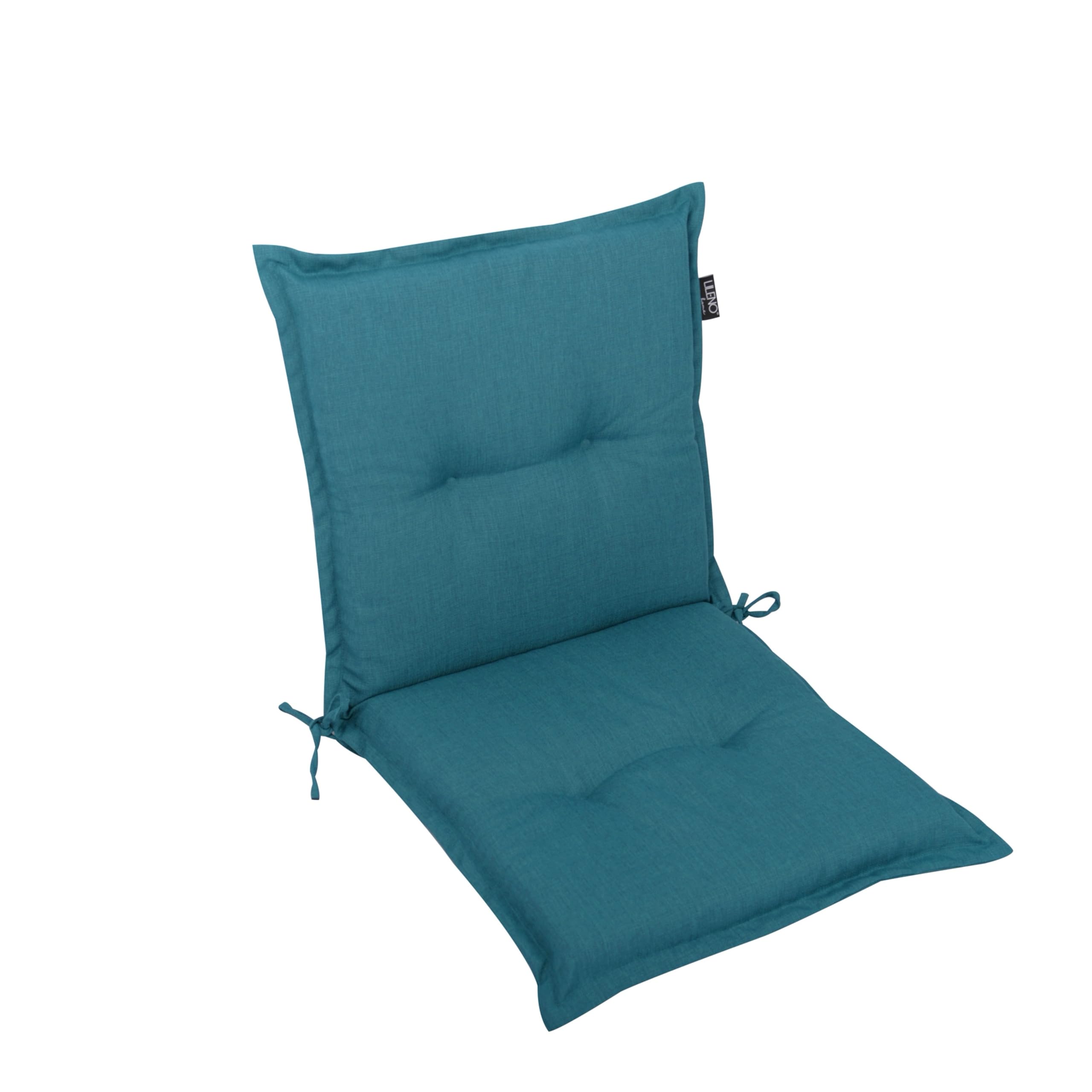 LILENO HOME MAR Coussins pour chaise de jardin à dossier bas, bleu pétrole, coussins d'assise confortables pour meubles de jardin, coussins de chaise pour chaises de jardin et chaises pliantes