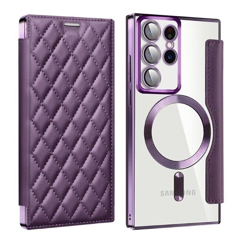 Étui Samsung S26 Ultra violet en cuir et silicone à rabat magnétique