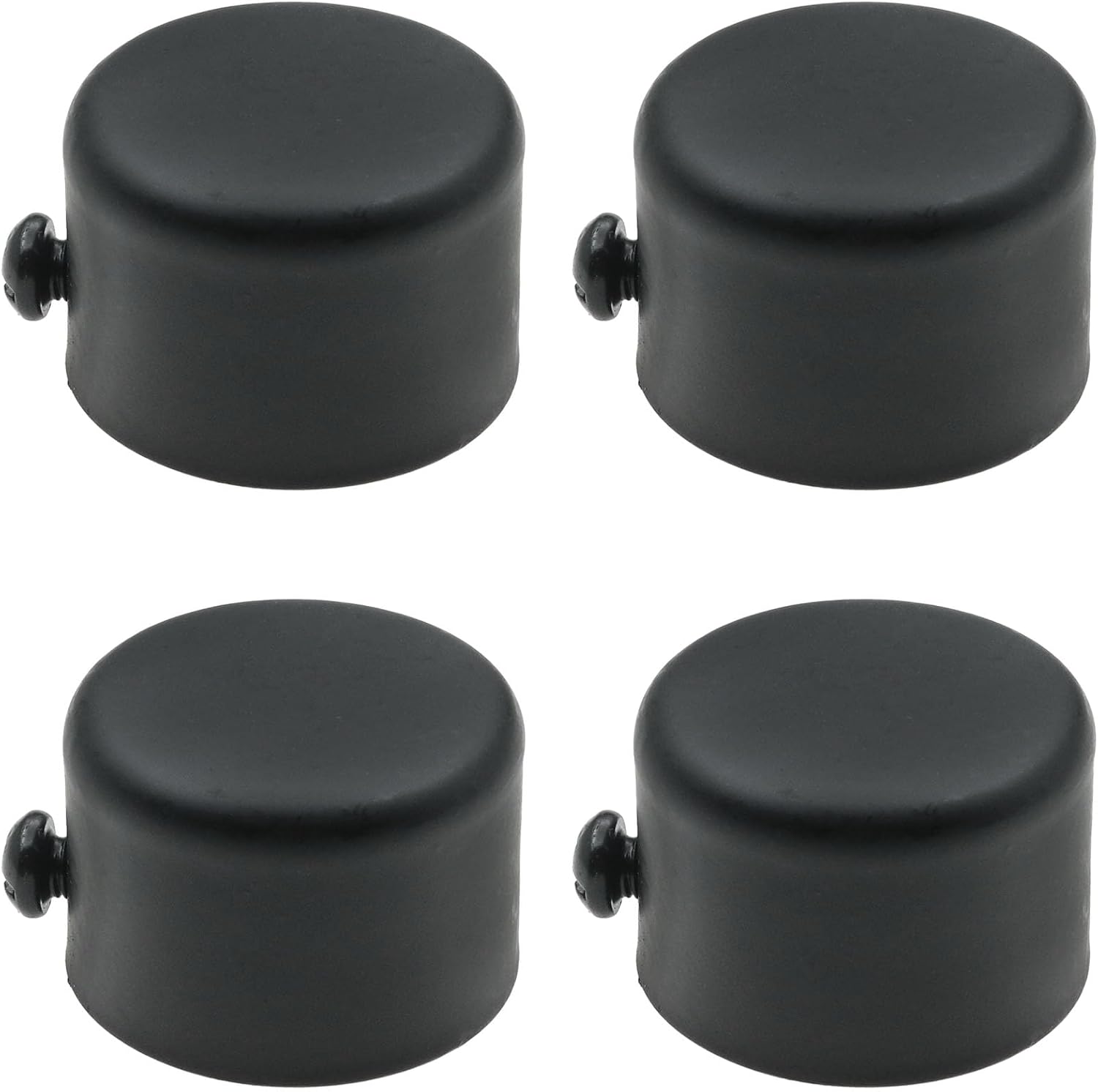 Curtain Rod Ends Window Curtains Rod End Cap Metal Sealing Finial Caps for 1.1 inch (28 mm) Diameter Curtain Roman Head Black 4 PCS