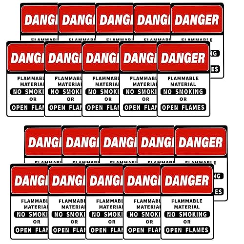 Image of CVANU Danger Flammable Material No Smoking or Open Flames Warning Safety Self-Adhesive Waterproof PVC Vinyl Sign Sticker Size (11.7inchX8.3inch) Pack of 20
