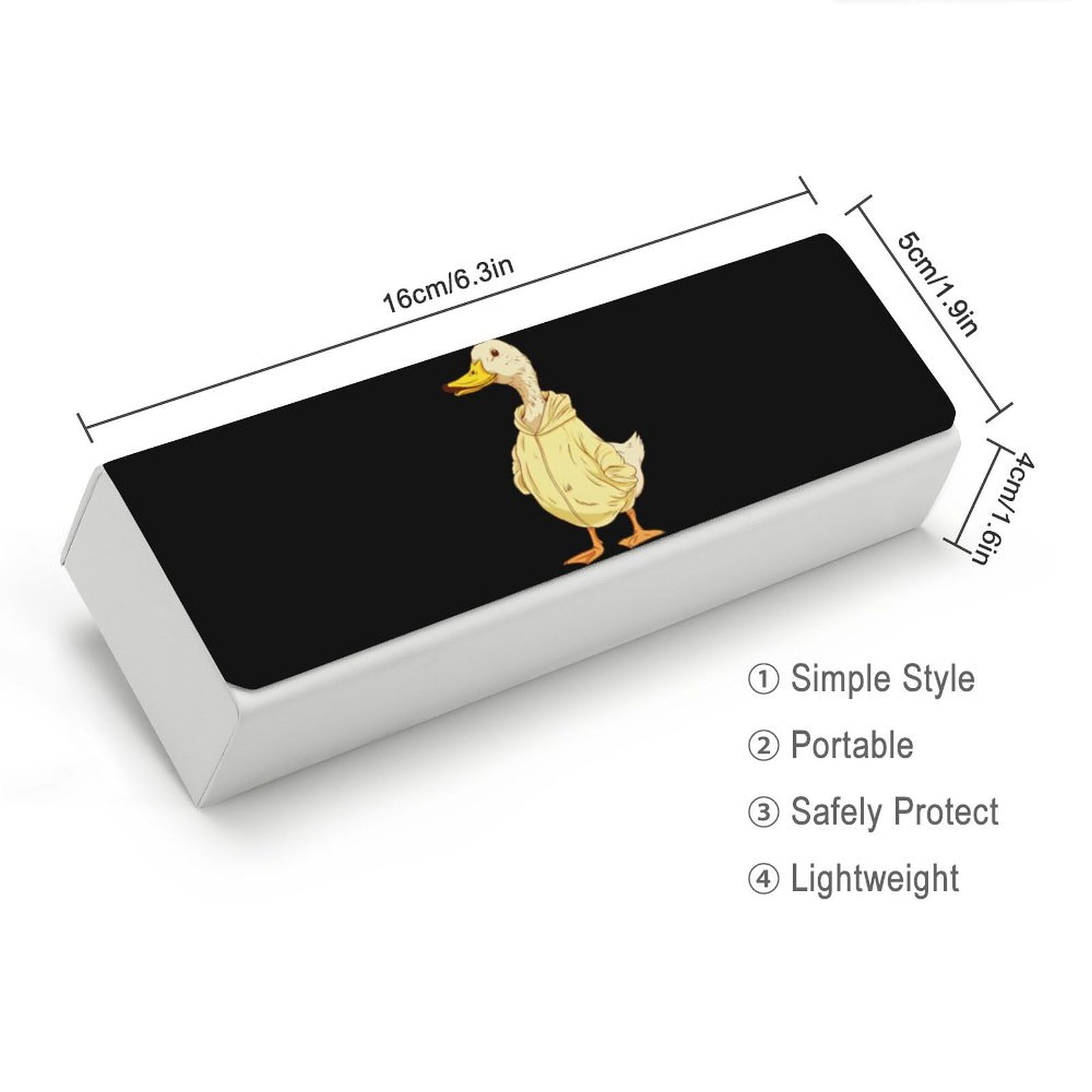 Cool Duck In Sweatshirt Leather Glasses Case Fashion Hard Shell Portable Sunglass Organizer Eyeglasses Case for Mens Women