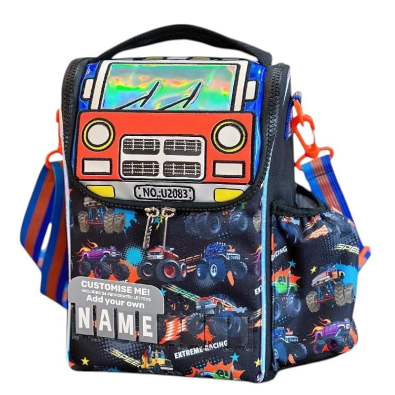 Image of Kids Double Decker Cooler Insulated Lunch Bag Large Tote for Boys, Girls, Men, Women, with Adjustable Strap (truck-ln-bag-01)