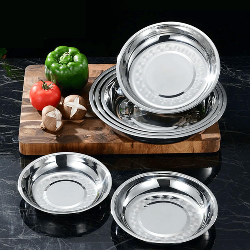 UPKOCH Set 6 Piatti Barbecue in Acciaio Inossidabile 18/10 6.69 Pollici Vassoi Rotondi Per Picnic Campeggio E Conservazione Alimenti Lavabili in Lavastoviglie