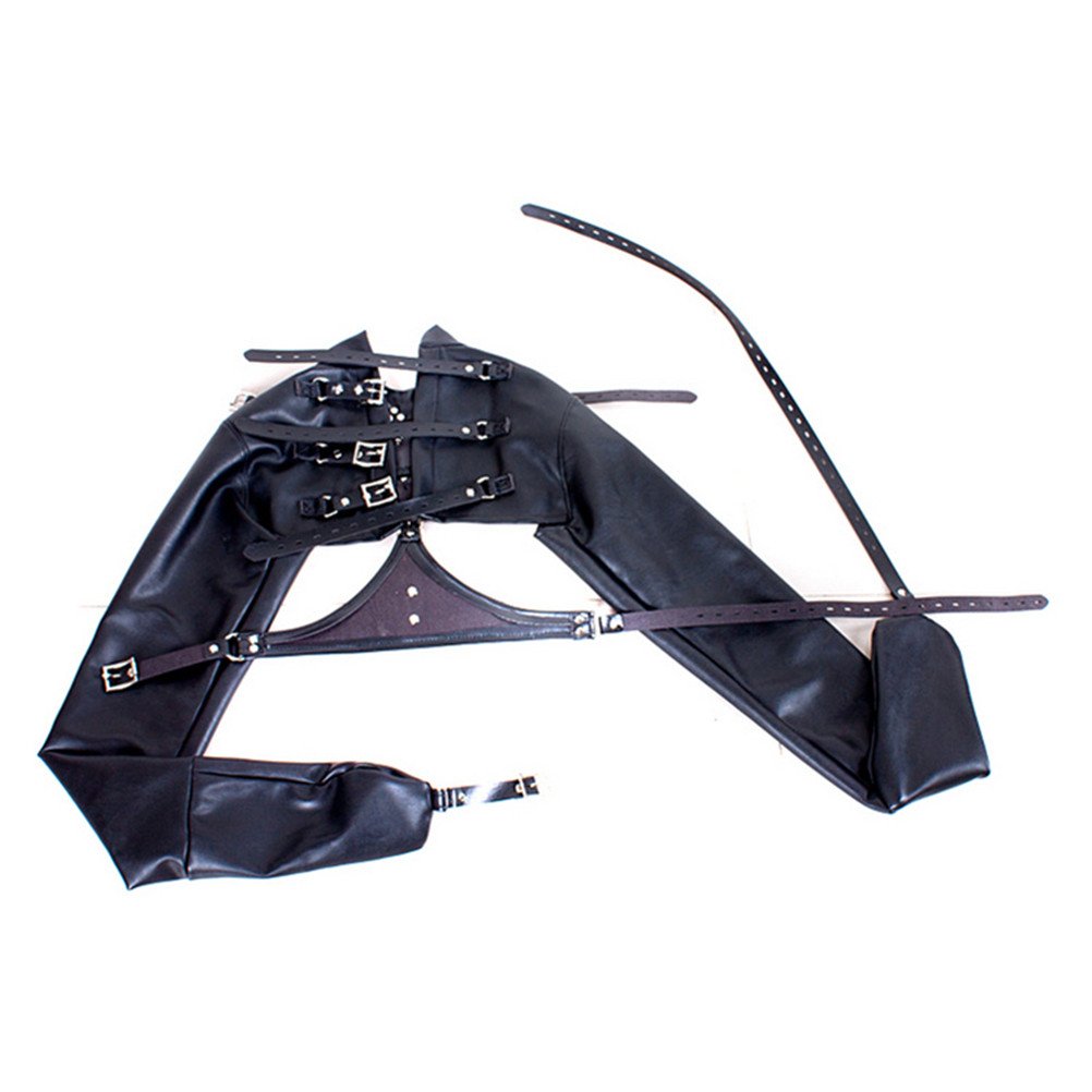Armbinder Auto-Bondage Femme Veste En Cuir Contrainte Costume SM Bondage Sexuel (Noir)