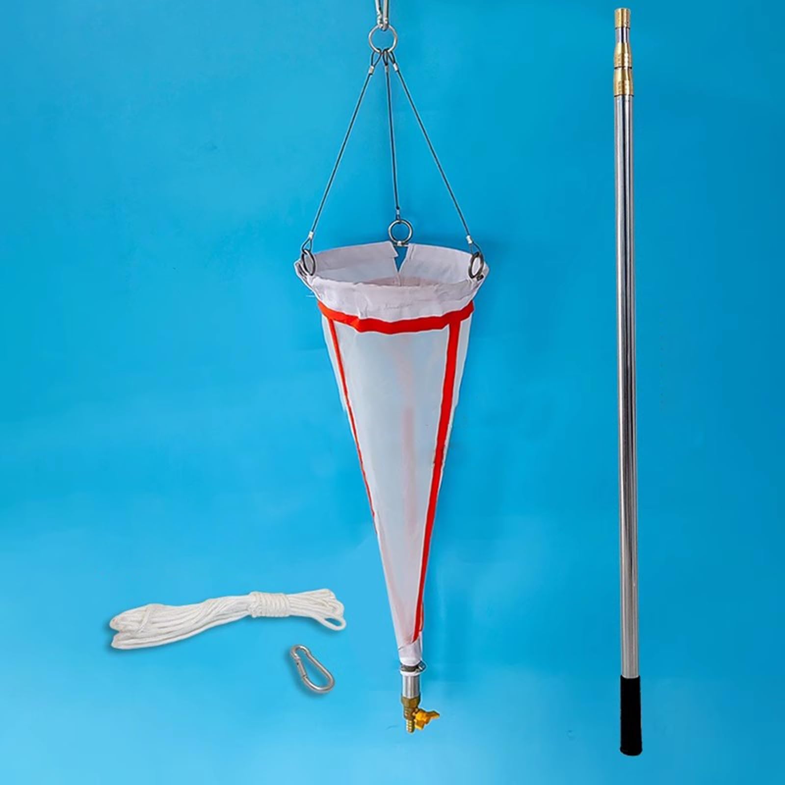 Muestreadores de laboratorio Red Para Recolección de Plancton con Varilla Telescópica Metálica, Apertura de 64μm Portátil Redes para Fitoplancton para Estanques / Océanos / Lagos / Ríos Muestreo(300cm