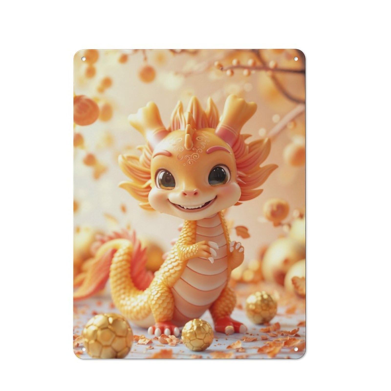 Junmoney Baby Dragon For Studio Or Craft Room, Rustic Metal Wall Sign 40X30cm, For Vintage Wall Decor Fans, For Metal Sign Collectors