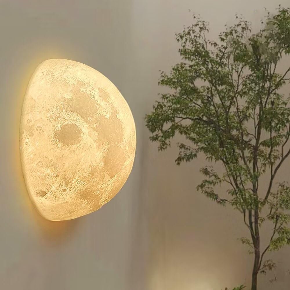 Simulación 3D Luna Aplique De Pared Decorativo Aparato Creativo Fondo De Pared Para Pasillo Camino Escalera Mesita De Noche