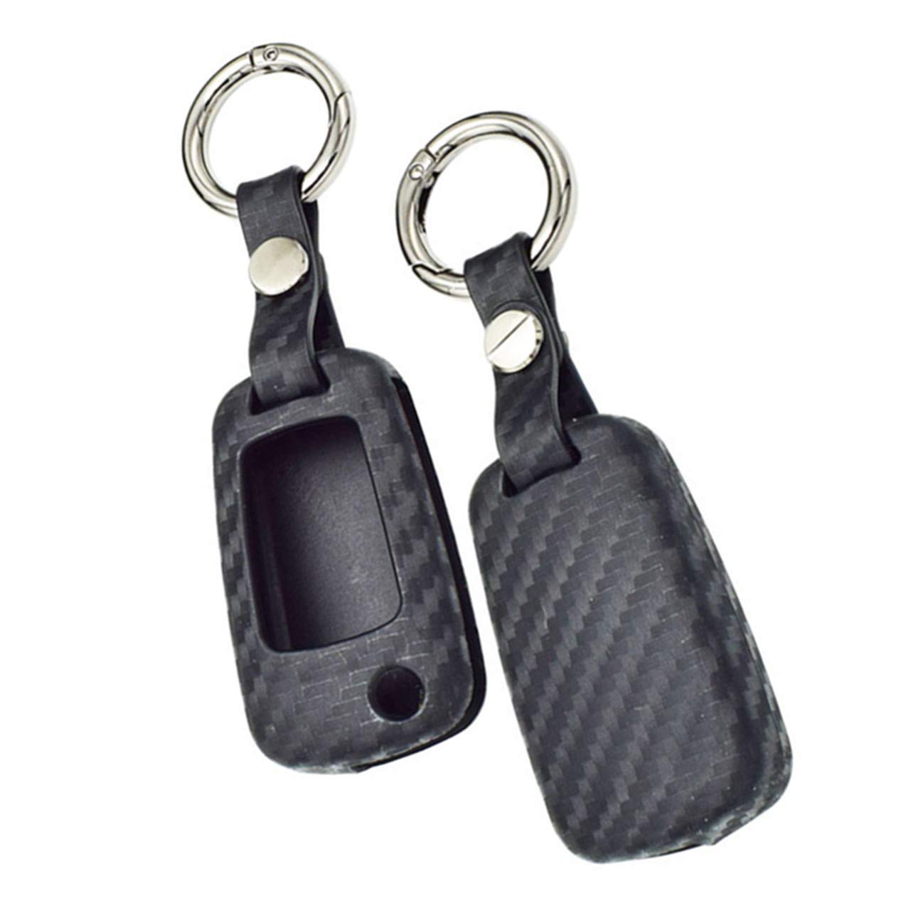 Black Carbon Fiber Silicone Remote Smart Key Chain Cover Case for Chevrolet Camaro Cruze Equinox Impala Malibu SS Sonic Spark Volt Buick Verano Enclave Encore Lacrosse Regal GMC Terrain