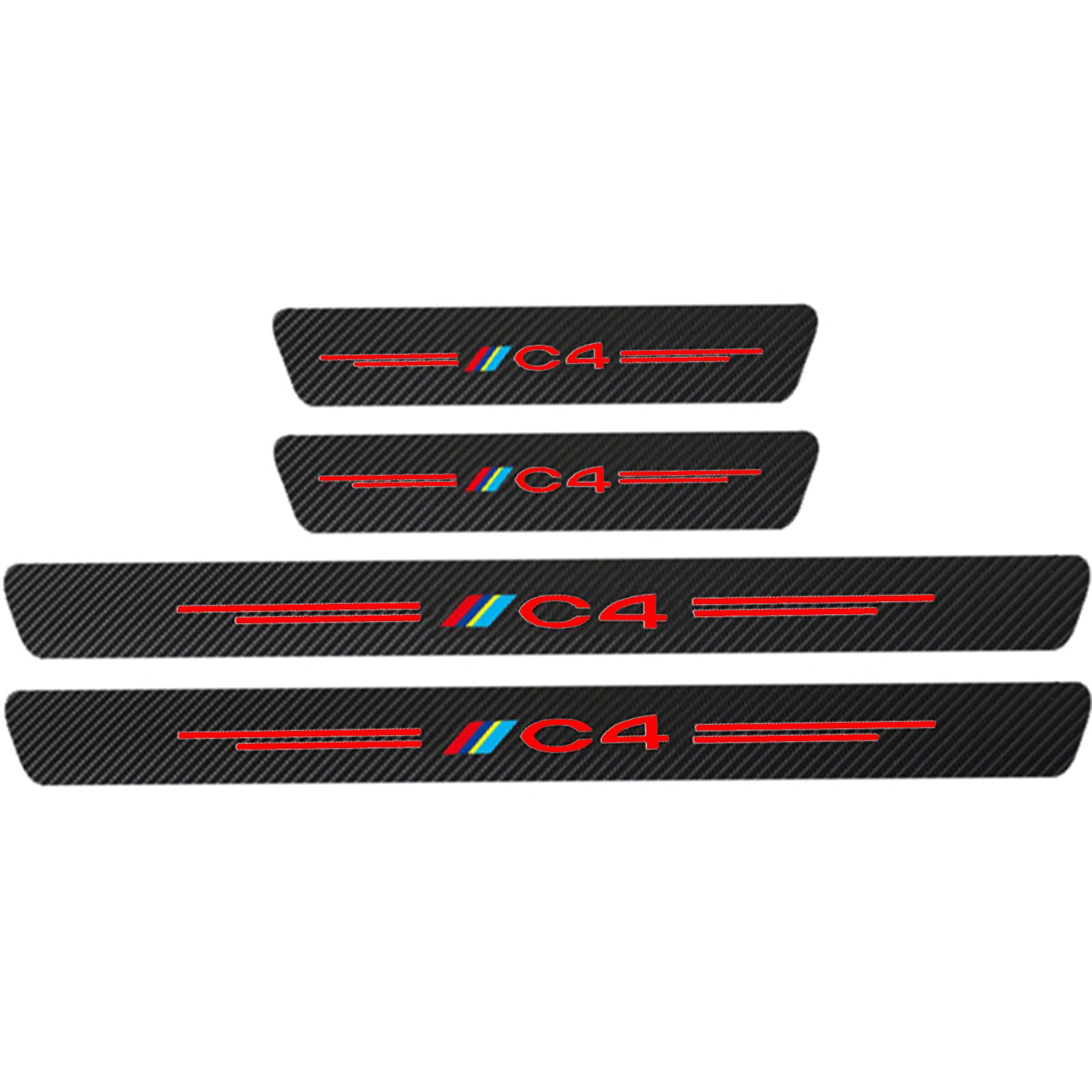 KAFMZEP Car Door Sill Protector for Citroen C4 4PCS Car Door Sill Scuff Plate Carbon Fiber Stickers Accessories,Red