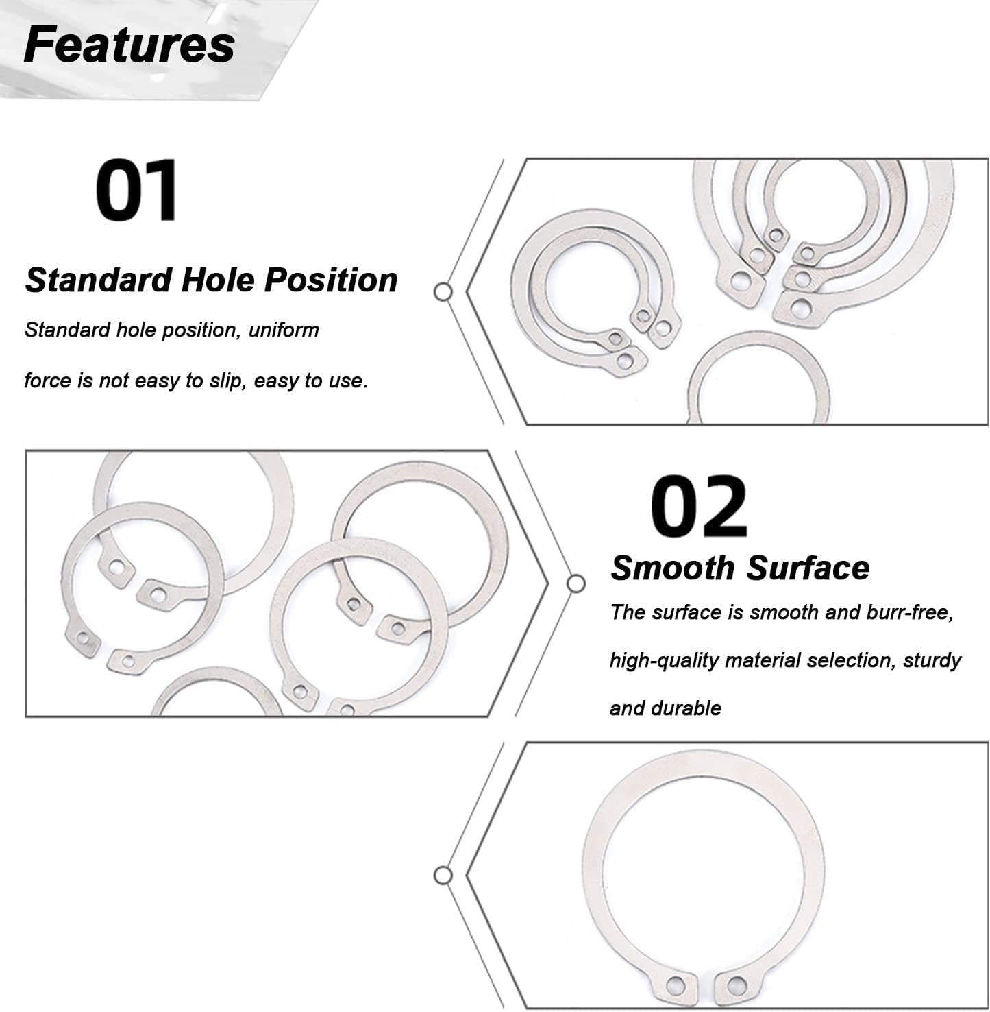 EFARMA Opening Ring Circlip,30 Pcs 304 Stainless Steel External Circlips C-Clip Retaining Snap Rings for Automobiles,Valves,Electrical and Bearings,18mm (Color:16mm) (Color : 16mm) (Color : 18mm)