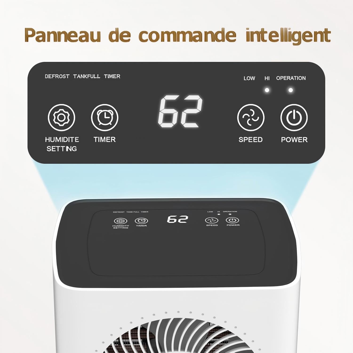 Deshumidificateur d Air, Deshumidificateur Electrique 12L/jour, Convient jusqu'à 120 m³/30 m², Deshumidificateur silencieux est équipé de tuyaux et de roulettes, Déshumidificateur pour Cave, Salon