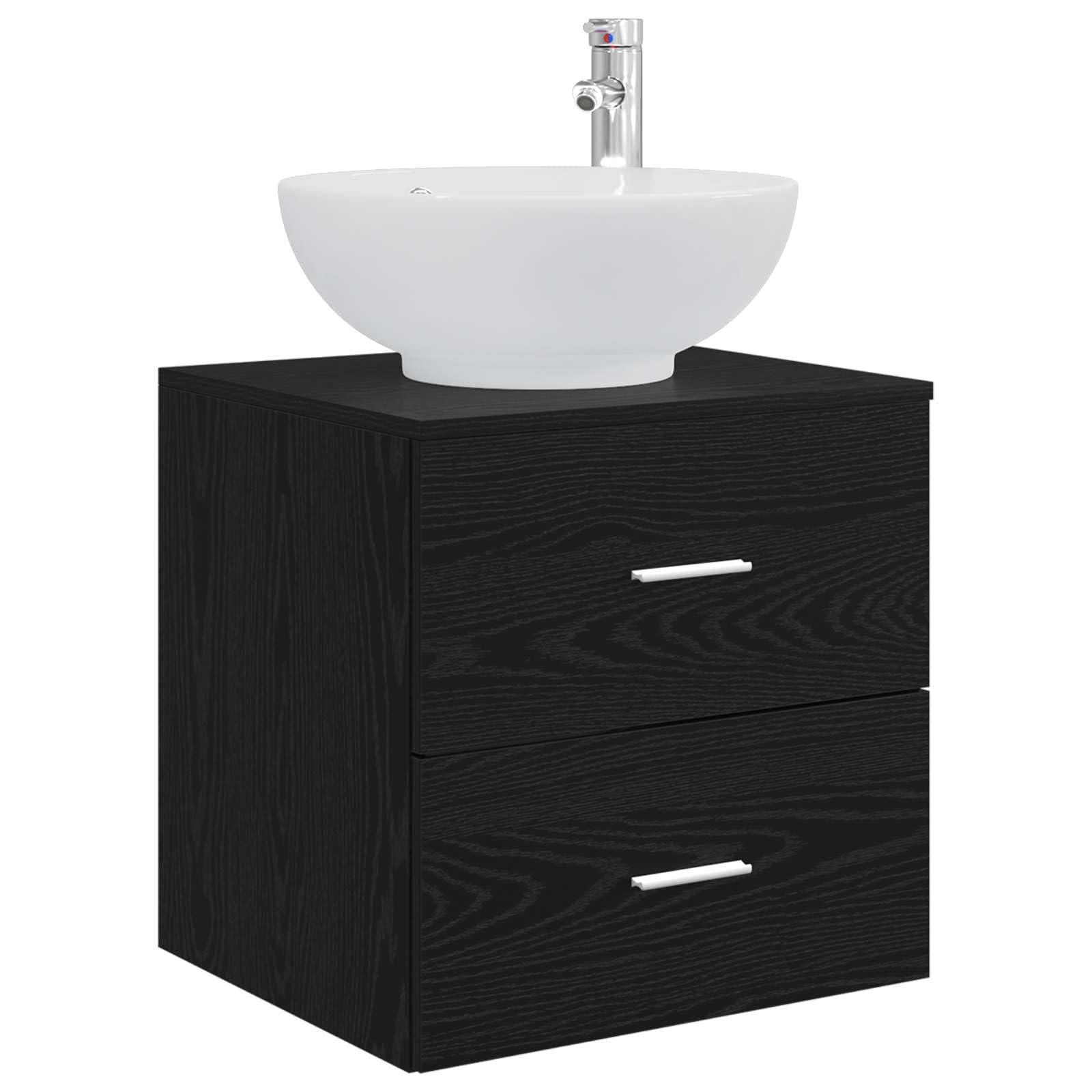 Vidaxl Wall-Mounted Sink Vanity Oak 49.5 X 44.5 X 66.5 Cm Black