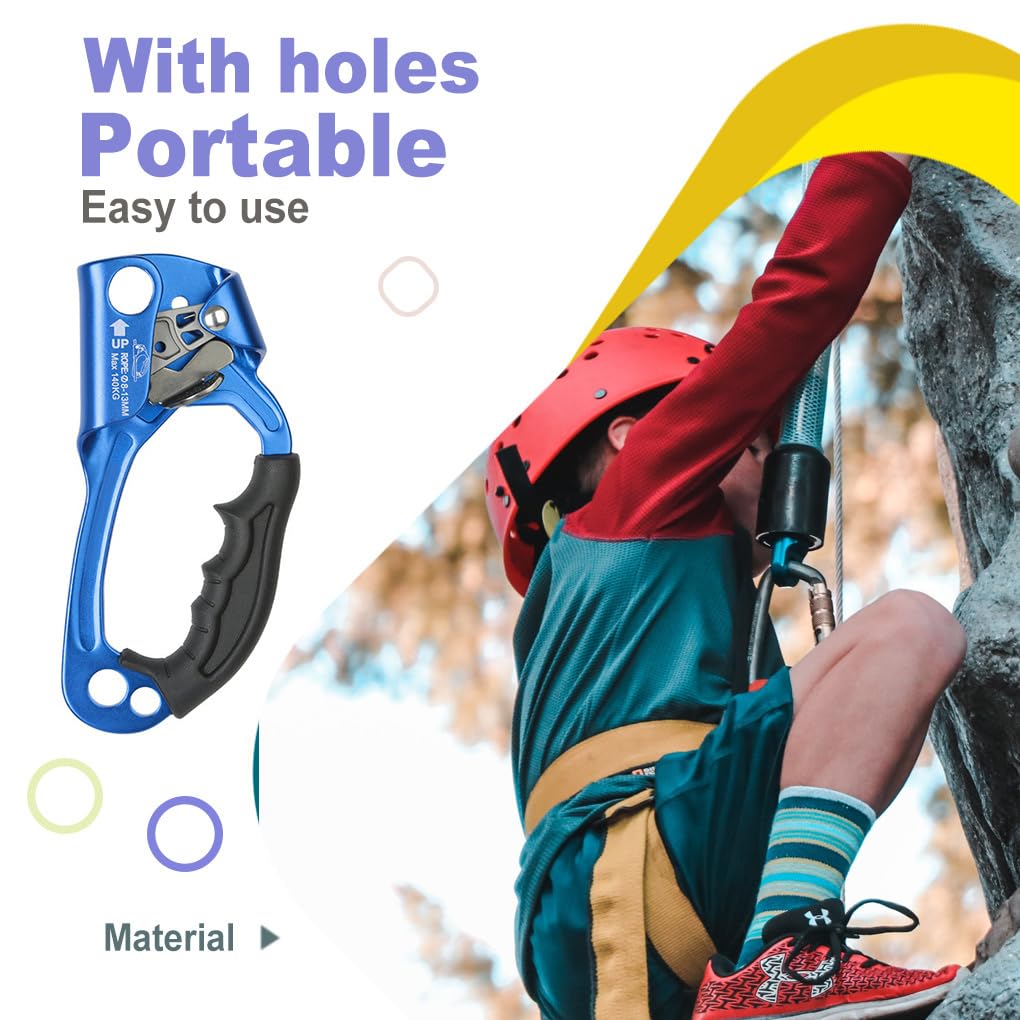 Equipo de Rappel de Escalada en Roca Manual para Exteriores con Resorte elástico Abrazadera de Cuerda portátil de 8-12 mm para Acampar