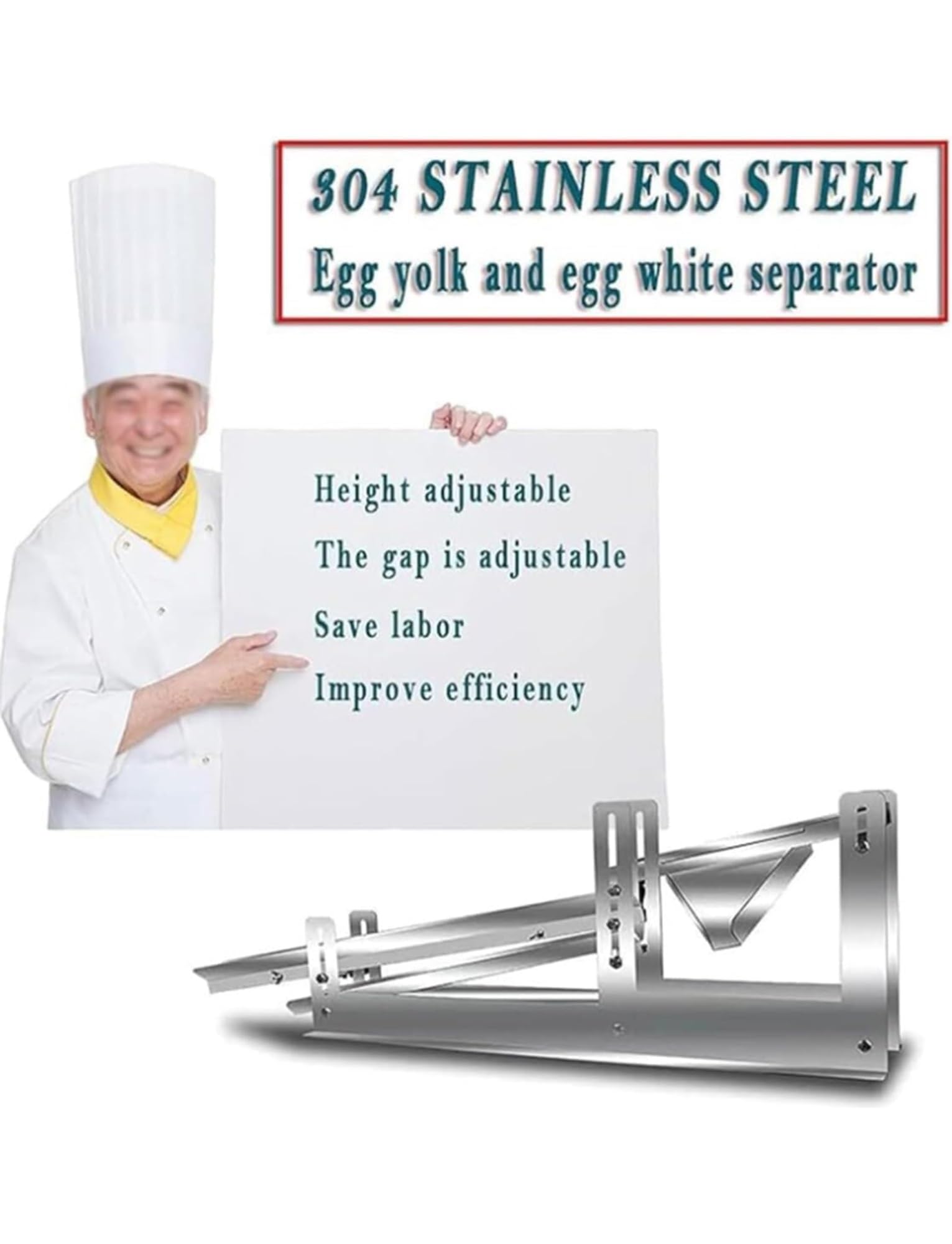 Separatore di tuorlo di pollo, filtro per uova da 500-800 pezzi/h, macchina di separazione in acciaio inossidabile 304 spesso 2 mm, altezza regolabile per uso domestico e cucina