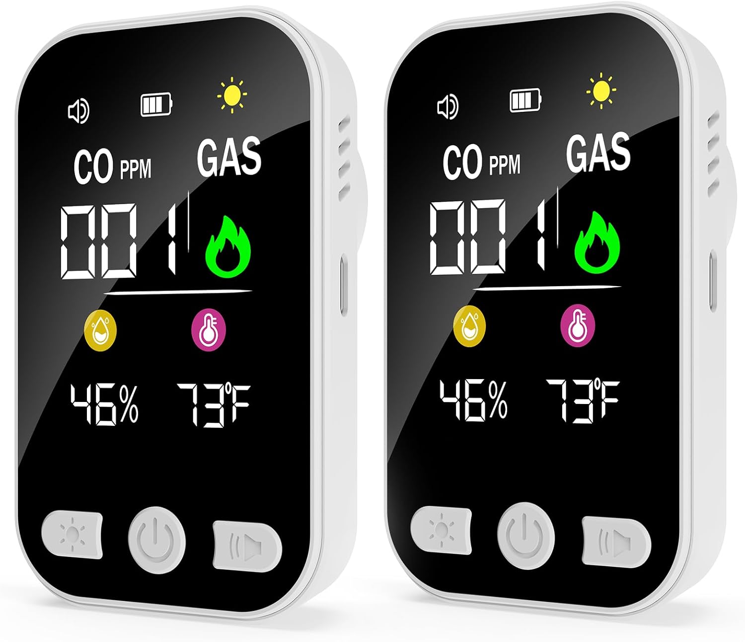 Ancipure 4-in-1 Natural Gas & CO Leak Detector with Temp/Humidity - Plug-in Portable for Home, RV, Kitchen (2 Pack)