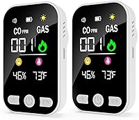 Ancipure 4-in-1 Natural Gas & CO Leak Detector with Temp/Humidity - Plug-in Portable for Home, RV, Kitchen (2 Pack)