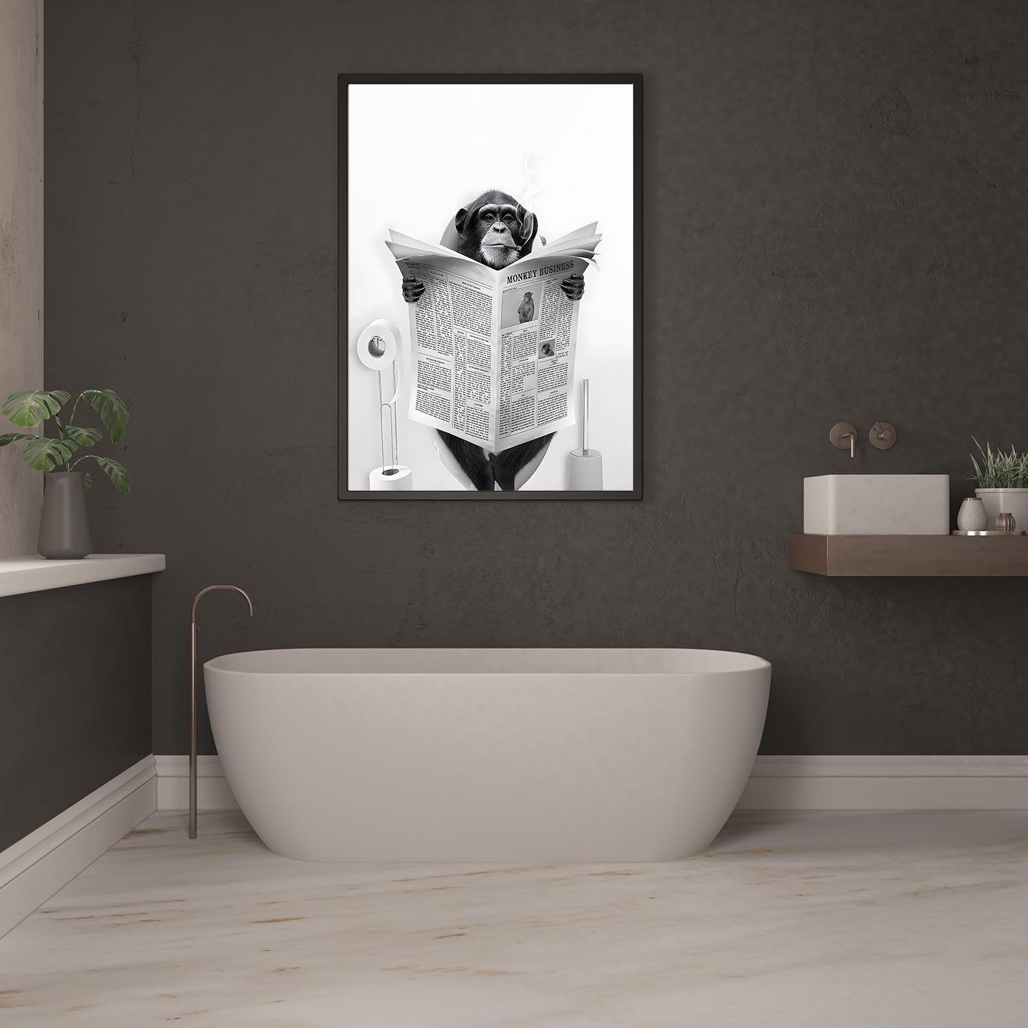 JNAOZI Bathroom Black and White Canvas Painting, Black White Vintage Canvas Pictures - Image 2