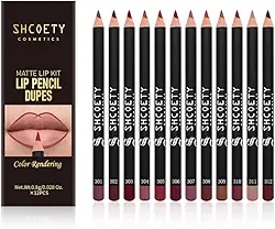 Conjunto de Lápis para Lábios Matte | Conjunto de lápis delineador labial, 12 Cores, à Prova d'água, Liso, Delineador Labial, Altamente Pigmentado, Caneta de Batom Fosca