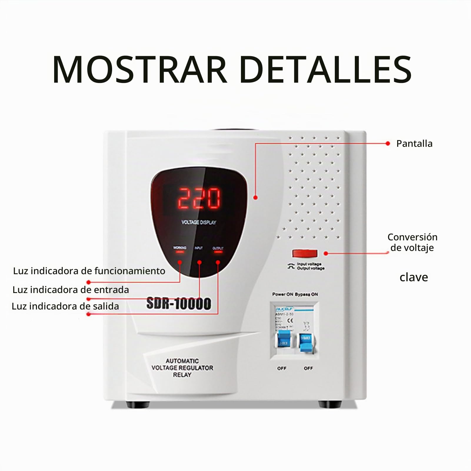 Regulador de Voltaje,220V Estabilizador de Voltaje Monofásico Automático de Alta Precisión para Uso Doméstico Protector Regulador de Voltaje para Electrodomésticos Inestables,10KW