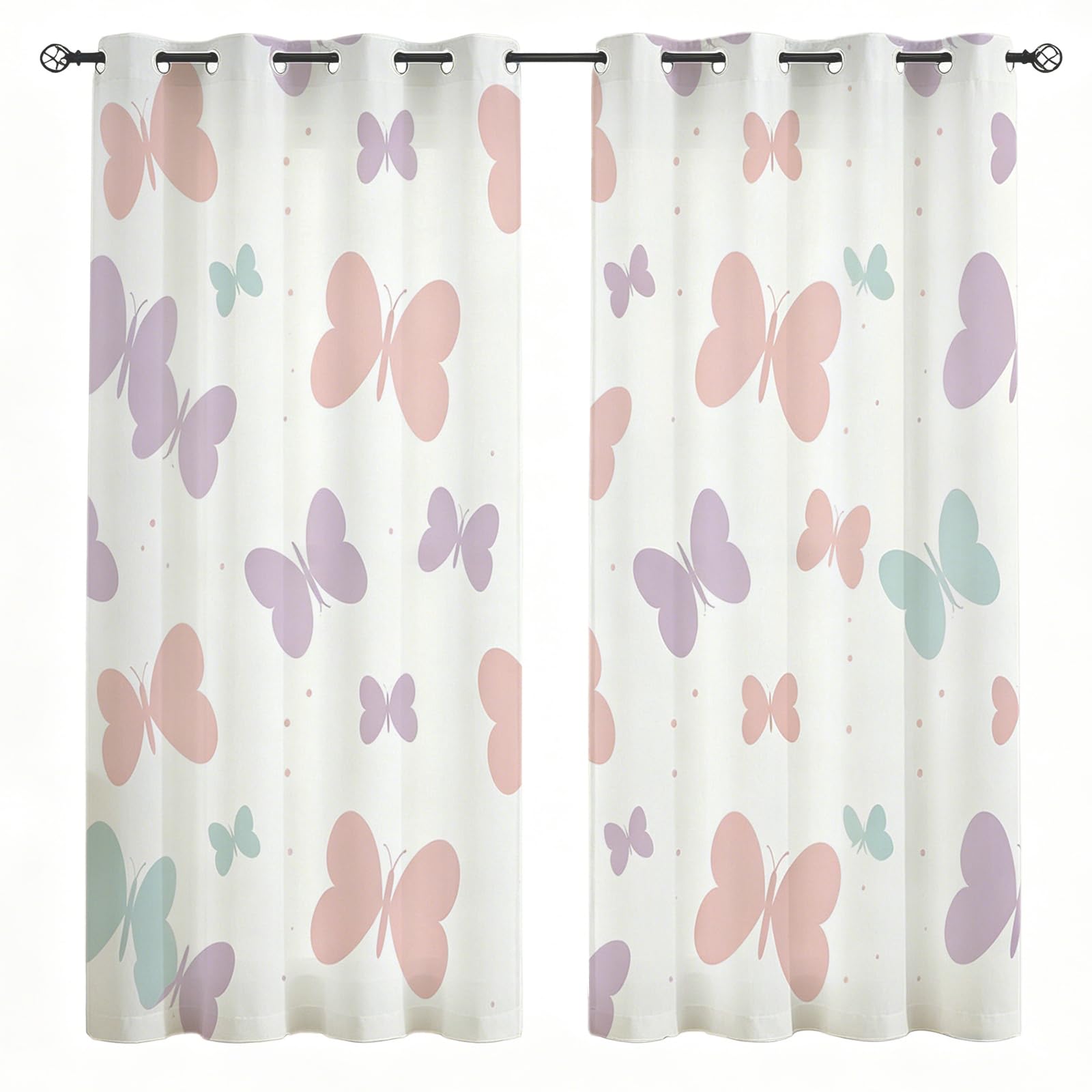 Rideaux anti-bruit papillons roses pour stopper le bruit et le froid du jour