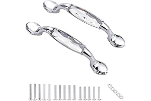 JUXYES Crystal Glass Cabinet Handles with Stunning Chrome Silver Finish