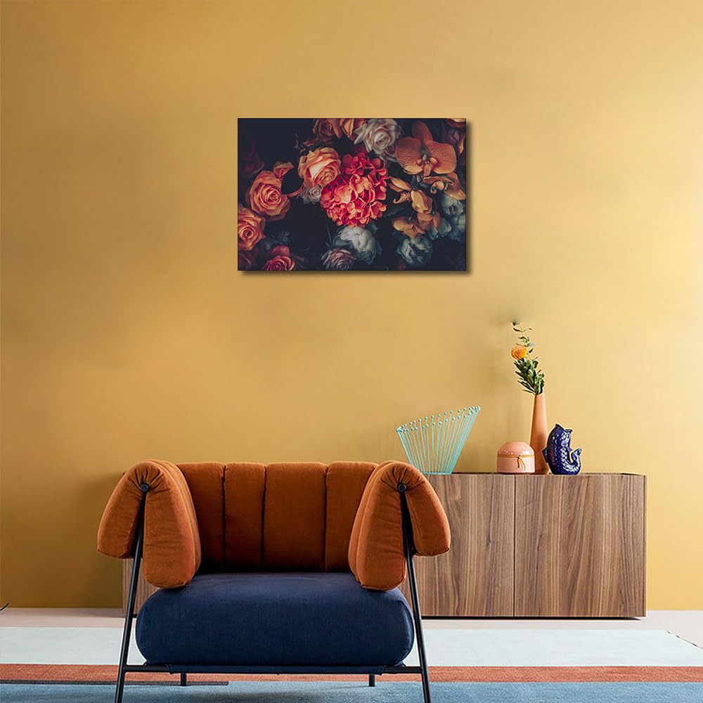 TISHIRON Bathroom Wall Art Decor,Luxury Bouquet Wall art,Canvas Wall Art Flowers Floral Painting Prints for Bedroom Living Room Waterproof Wood Framed Ready to Hang 12x18in - Image 2