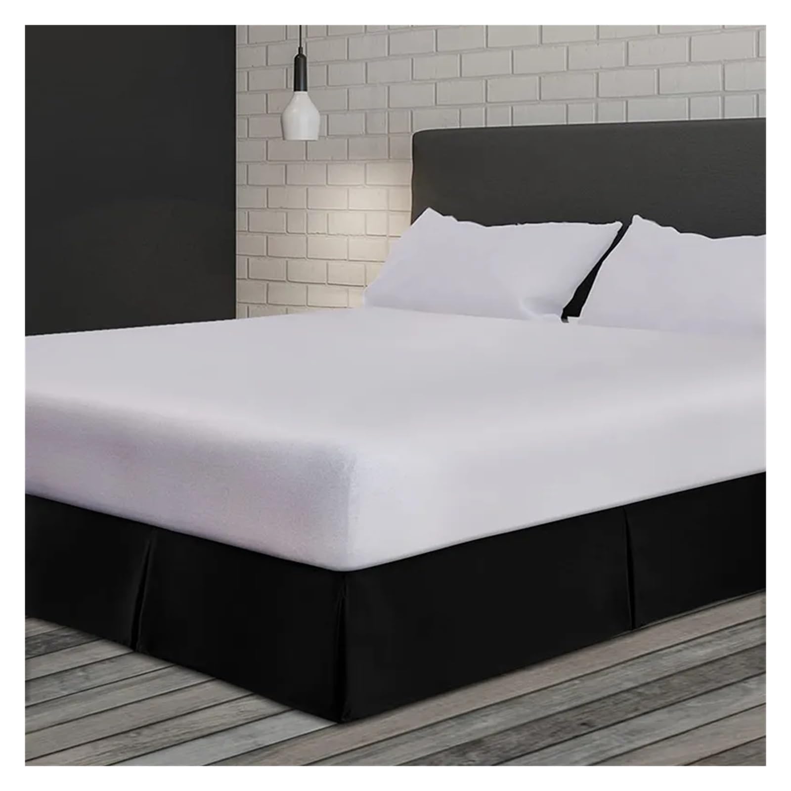 Elegancka czarna spódnica na łóżko hotelowe plisowana konstrukcja miękka poczwórny styl centralne plisy narożne idealna do luksusowego wystroju sypialni 200 x 200 x 35 cm jakość hotelowa