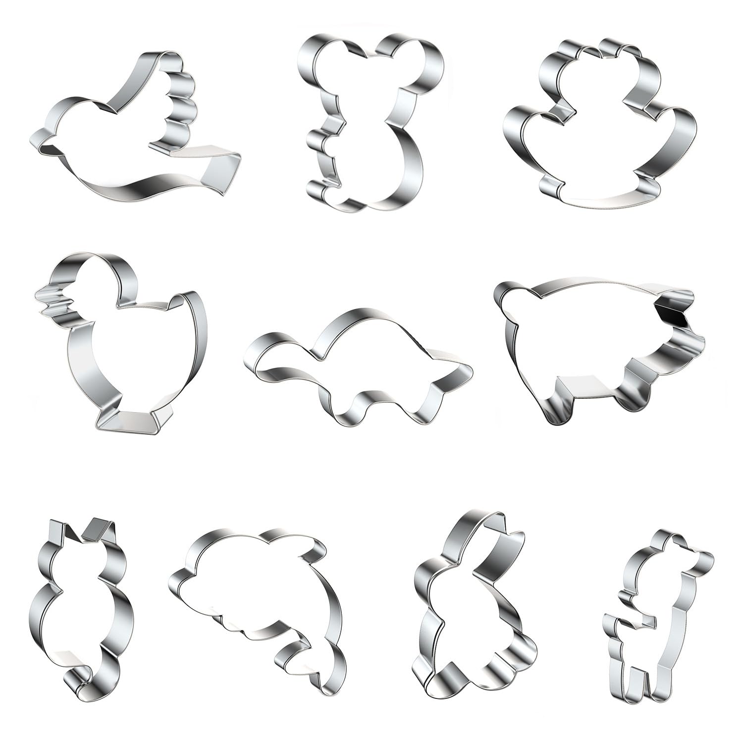 Guwewu Cookie Cutters Set - Suitable for Baking, Frying Eggs, and Cutting Sandwiches, Can Be Used to Cut Pastry Dough, Pie Crust, and Fruits and Vegetables (10Pcs Animal A)