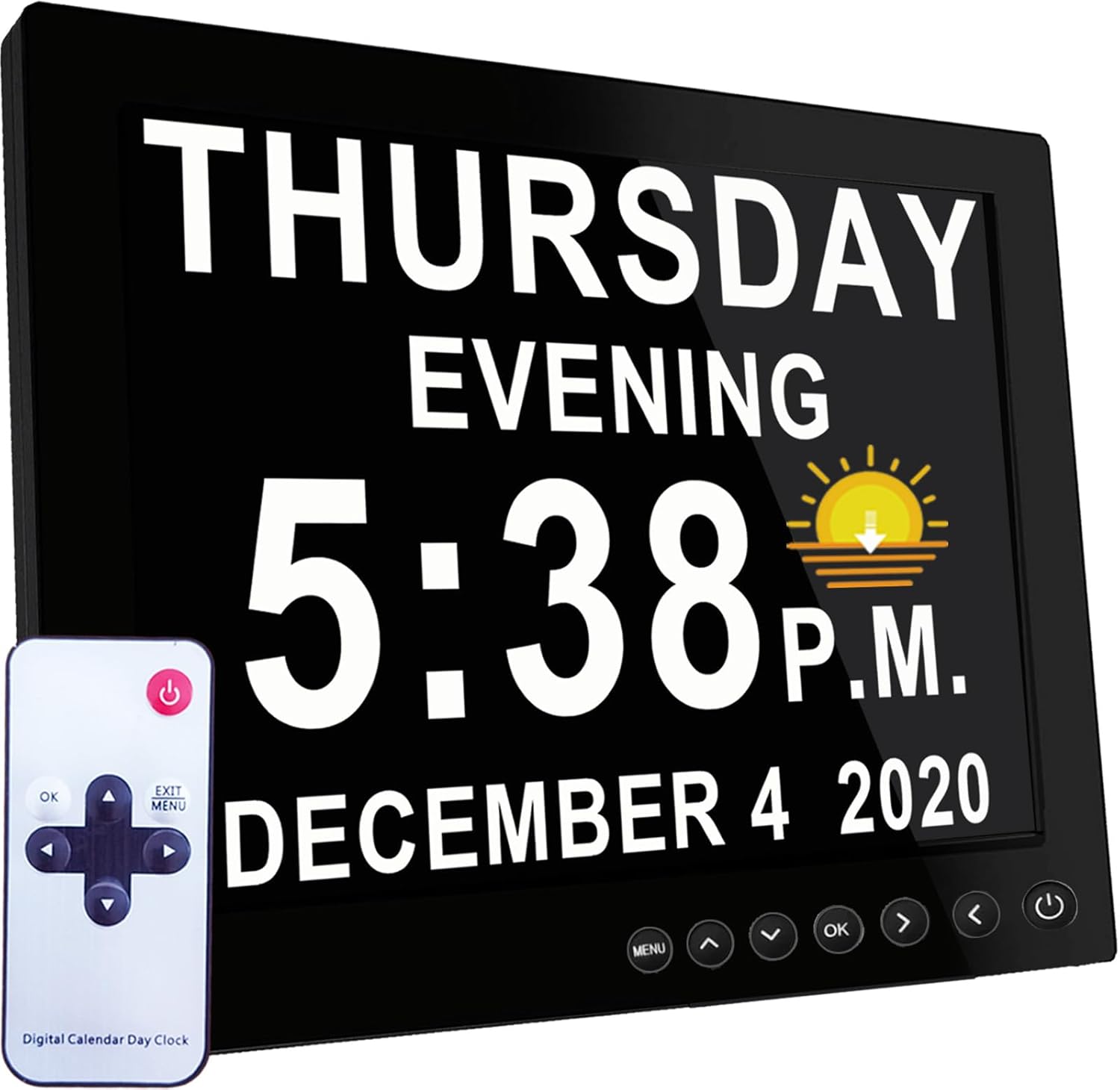 MASSII 8 Inch Large Dementia Clock 19 Alarms with Auto DST 20 Custom Reminders 10 Levels Auto Dimmer