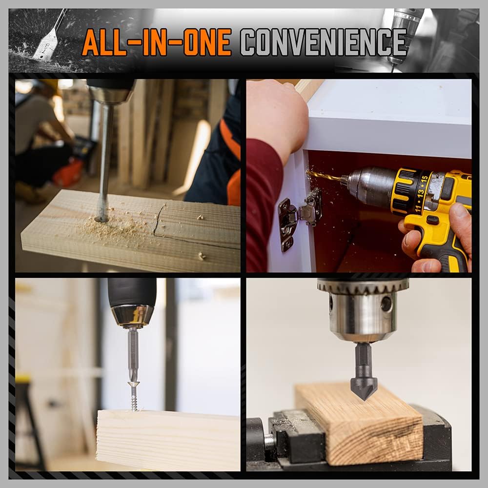 HORUSDY Impact Drill Bit Set, 112-Pieces 1/4" Hex Shank Impact Driver Bits and Screwdriver Bits Set for Screw Driving and Wood Metal Cement Drilling Screwdriver Bits Set with Storage Case - Image 5