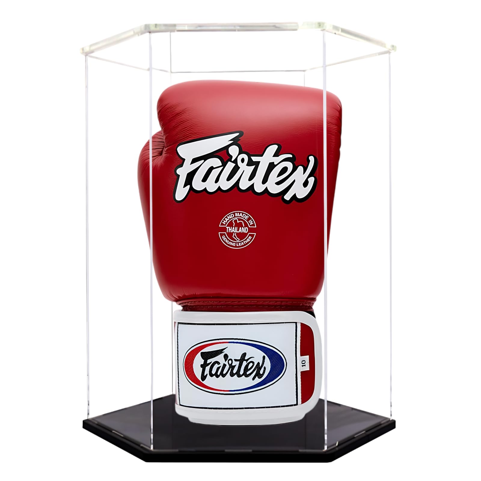 Boxing Glove Display Case,Self-Assembly Acrylic Display case for Full Size Boxing Glov,Boxing Glove Stand,Baseball Mitt Ball Football,Clear Case Black Base Riser Stand 11x9.8x13.4in