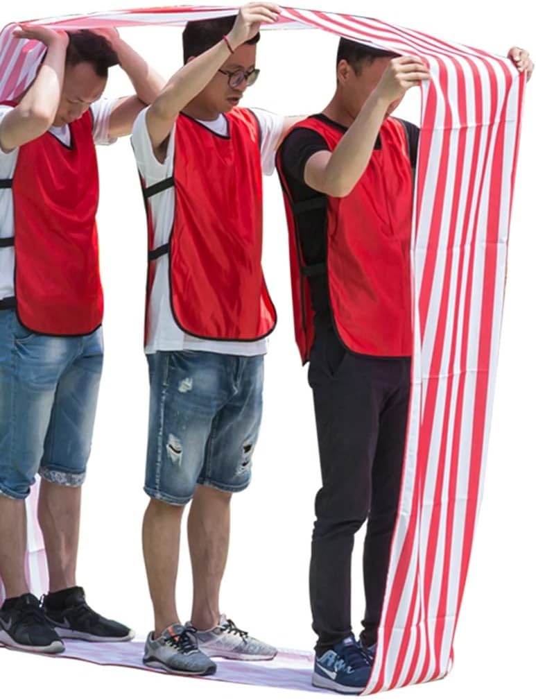 Playing Run Mat Oxford Cloth Running Mat, Multiplayer Cooperative Game Props, Suitable for Adults and Children, Red White Stripes (Size : Kids-6M/20FT)