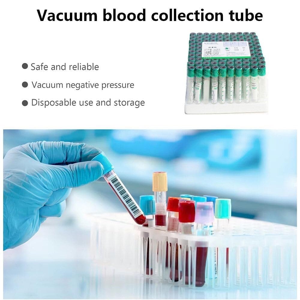 Tubos de extracción de sangre al vacío, paquete de 100, tubos de heparina de litio desechables de plástico para laboratorio e investigación