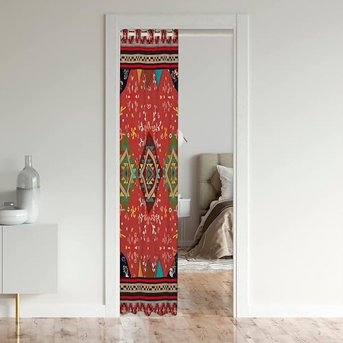 Miniatura 3 de Southwestern - Cortina de puerta azteca nativa para niños y niñas, cortina bohemia para puerta de privacidad, cortina floral tribal roja, verde y