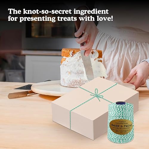 Miniatura 4 de Regency Wraps Cono de cordel para atar cajas de pastelería, presentación de alimentos y manualidades, verdeblanco, 2,300 pies (paquete de 1)