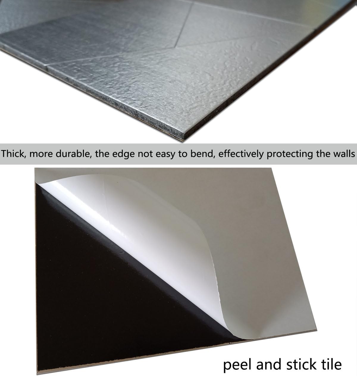 weimeisc 10-Sheet Peel and Stick Backsplash Tile, Self-Adhesive Aluminum 3D Wall Panels, Wall Sticker Metal Mosaic for Kitchen, Living Room, Bedroom (Silver)