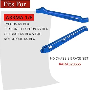 HD Chassis Brace Set for Arrma (Blue Chassis Brace for Typhon 6s)