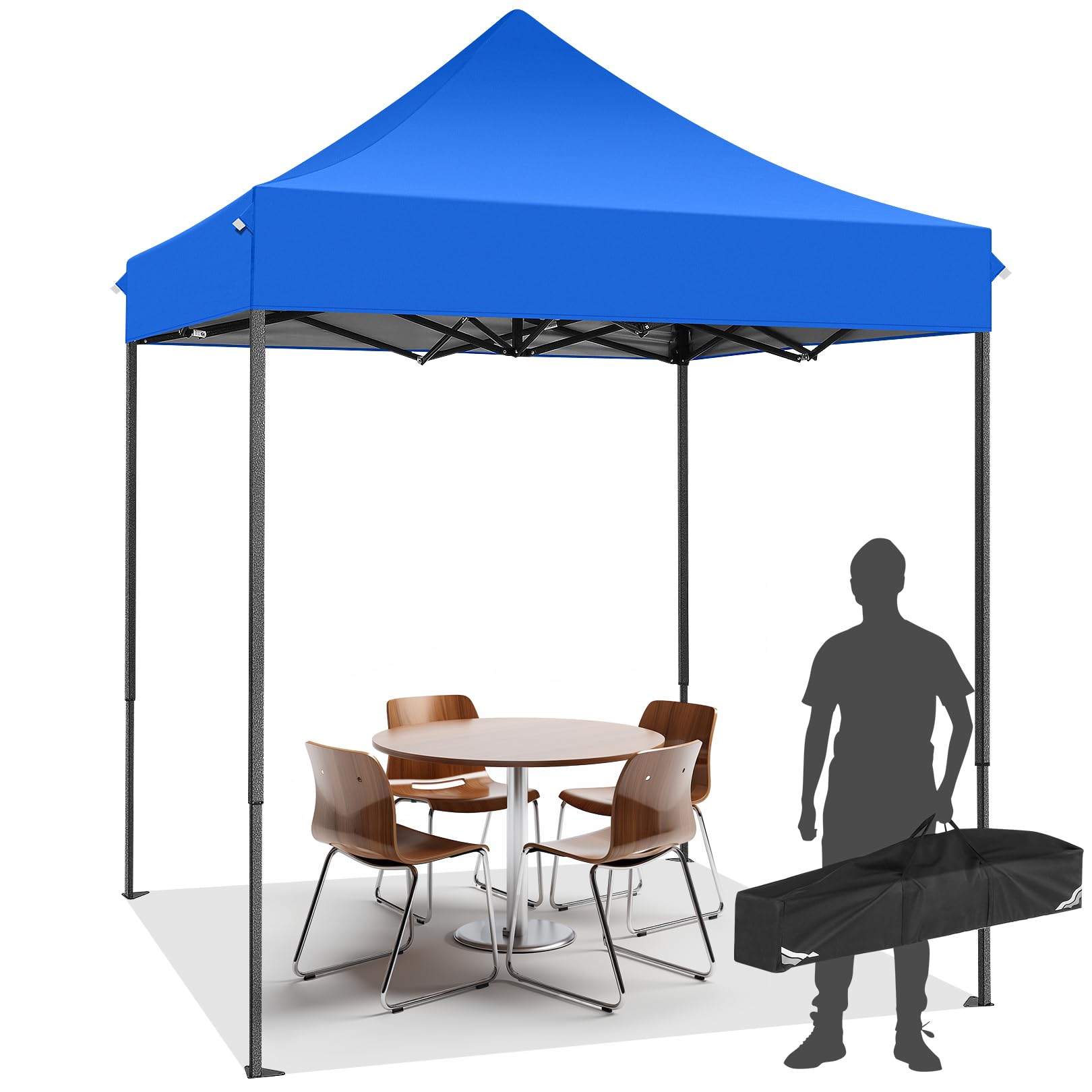 COBIZI 6.6x6.6 Pop up Canopy Tent Heavy Duty Without Sidewalls, Easy Set-up Commercial Outdoor Party Tent, 100% Waterproof Wedding Tent Gazebo, 3 Height Adjustable with Carry Bag, Blue