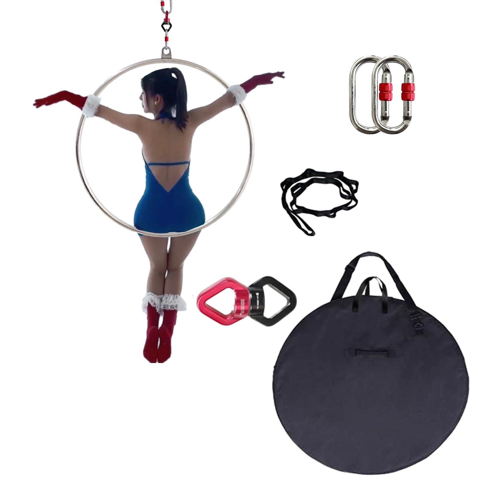 Kunovo Single Point Lyra Aerial Hoop Kit, Stainless Steel Aerial Ring with Storage Bag, Aerial Yoga Equipment for Dancing Studio/Home Practice (Size : 90 cm (35